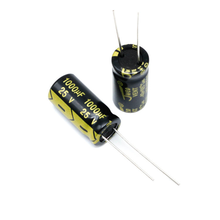 خازن الکترولیتی 1000uF 25V JWCO سیاه طلایی 10x17mm - خرید ارزان