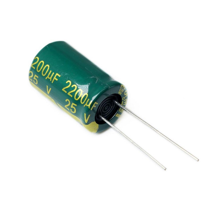 خازن الکترولیتی 2200uF 25V JWCO اصل سبز 13x21mm