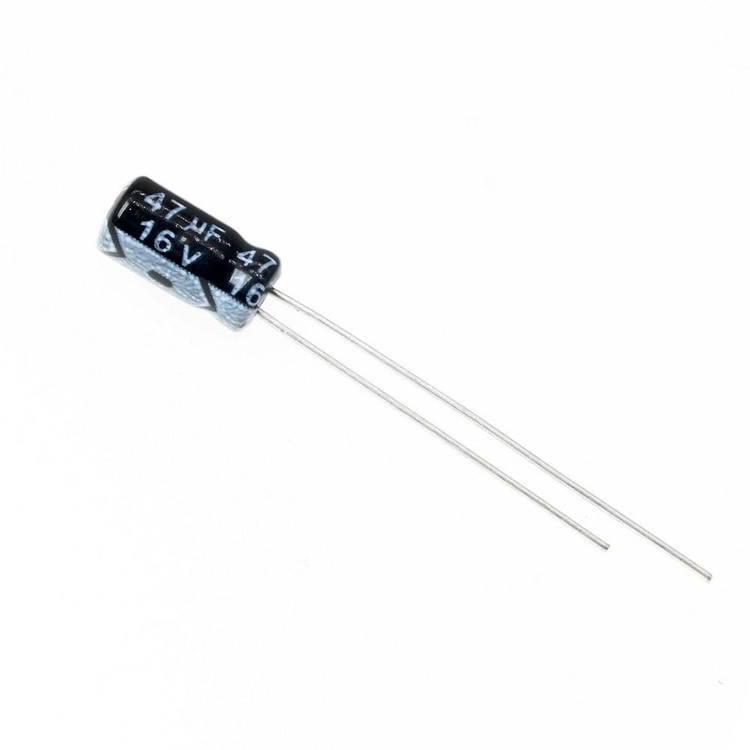 خازن الکترولیتی 47uF 16V مشکی 5x7mm JWCO - خرید خازن 47 میکرو فاراد 16 ولت