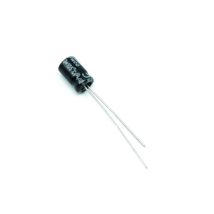 خازن الکترولیتی 47uF 25V سیاه JWCO ابعاد ۵x۱۱mm ۱۰۵°C اصل