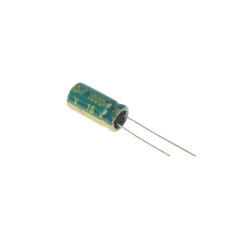 خازن الکترولیتی 1000uF 16V سبز JWCO – ابعاد 8x16mm برای فیلترینگ مدار