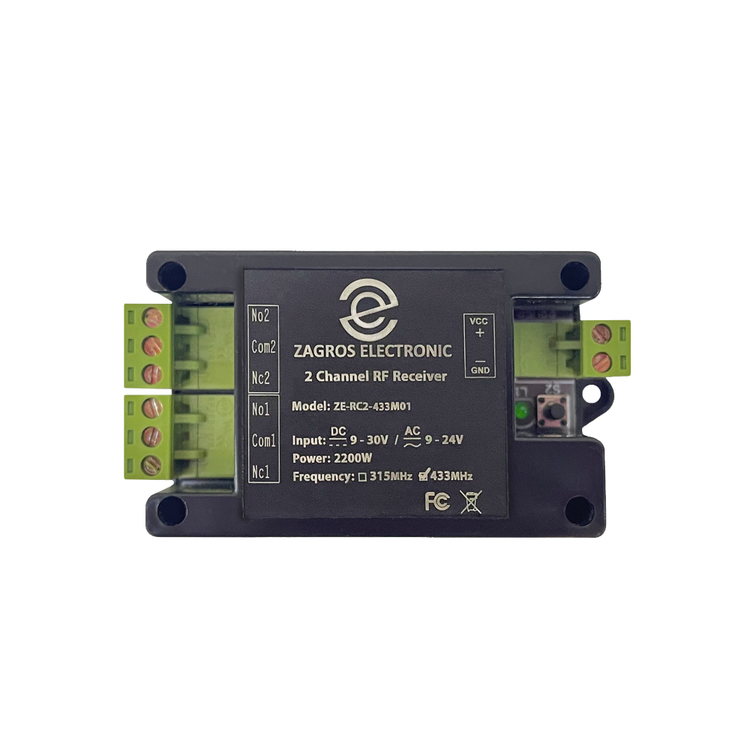 گیرنده زاگرس الکترونیک مدل 2 کاناله کد ZE RC2 433M01