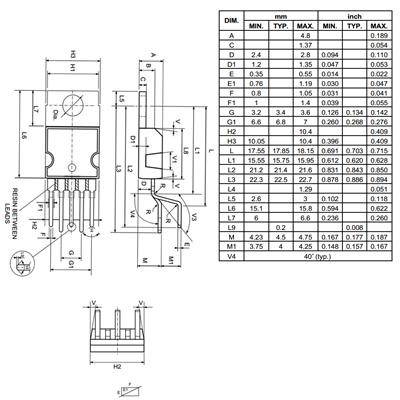 آی سی TDA2030L TB5 T پکیج Multiwatt-5