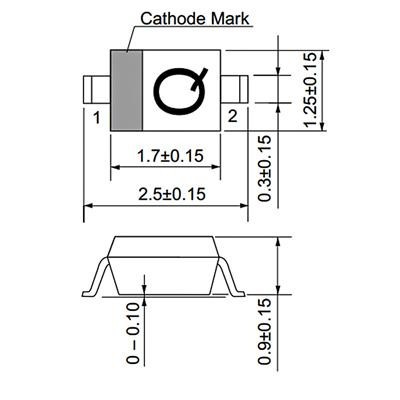 دیود زنر 3.9 ولت ZENER 3.9V-SOD-323 (BZX384-B3V9)
