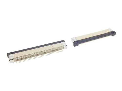 کانکتور FPC 36 پین 0.5mm Down Sliding برند Amphenol FCI با مکانیزم کشویی پایین، تماس Bottom Contact و نصب SMT – نمای نزدیک از کانکتور اف پی سی 36Pin کشویی برای اتصال کابل فلت FFC/FPC