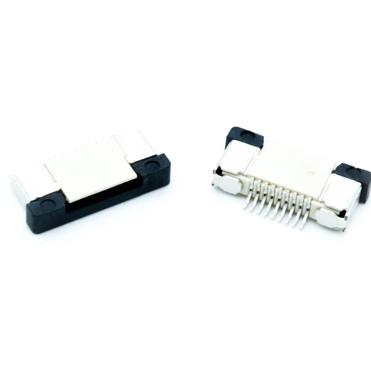 کانکتور اف پی سی 9 پین FPC 9P 0.5mm Top Sliding برند Amphenol FCI – نمای نزدیک از مکانیزم ZIF و اسلاید از بالا، مناسب اتصال کابل فلت ۰.۵ میلیمتر