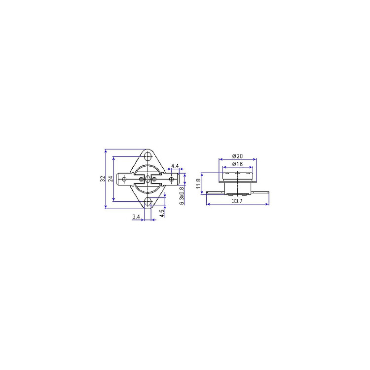 ترموسوئیچ حرارتی قابلمه ای 140 درجه 10 آمپر NC کد KSD-301
